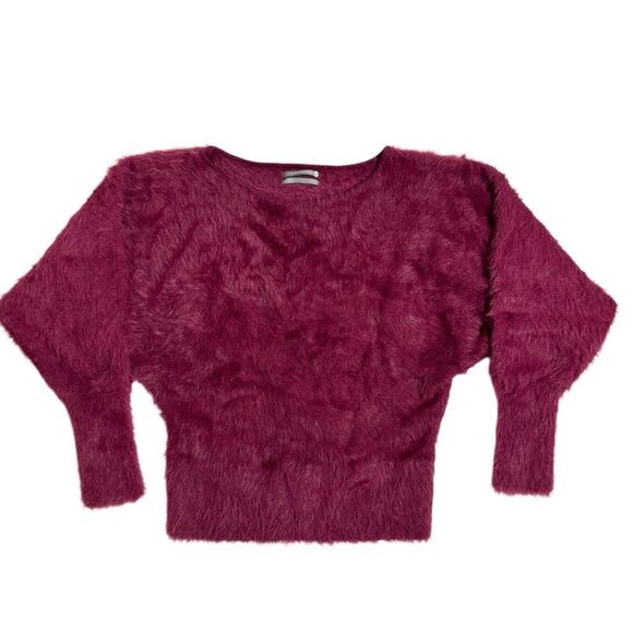 Anthropologie Ember Eyelash Fuzzy Burgundy Sweater Women’s Size XS - Picture 2 of 7